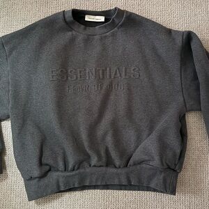 Fear of God ESSENTIALS Charcoal Gray Embossed Crewneck Sweatshirt